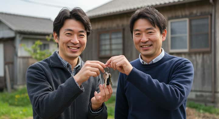 藤本が空き家を管理しているイメージ(後ろ姿や手元など)