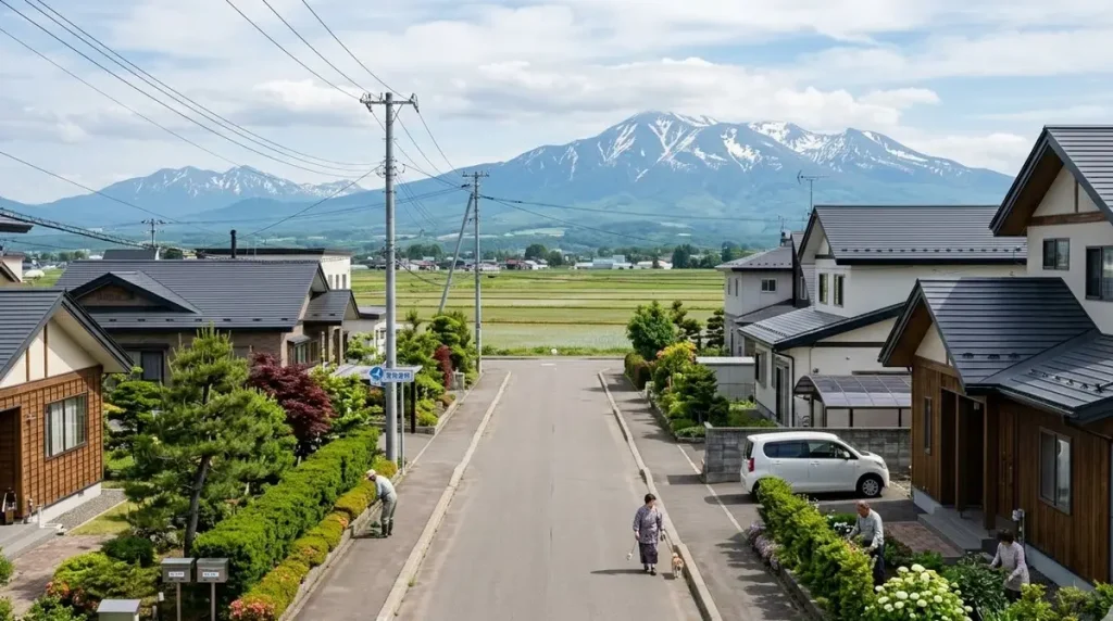 北海道 北海道 東神楽町のきれいに整備された地方の住宅地